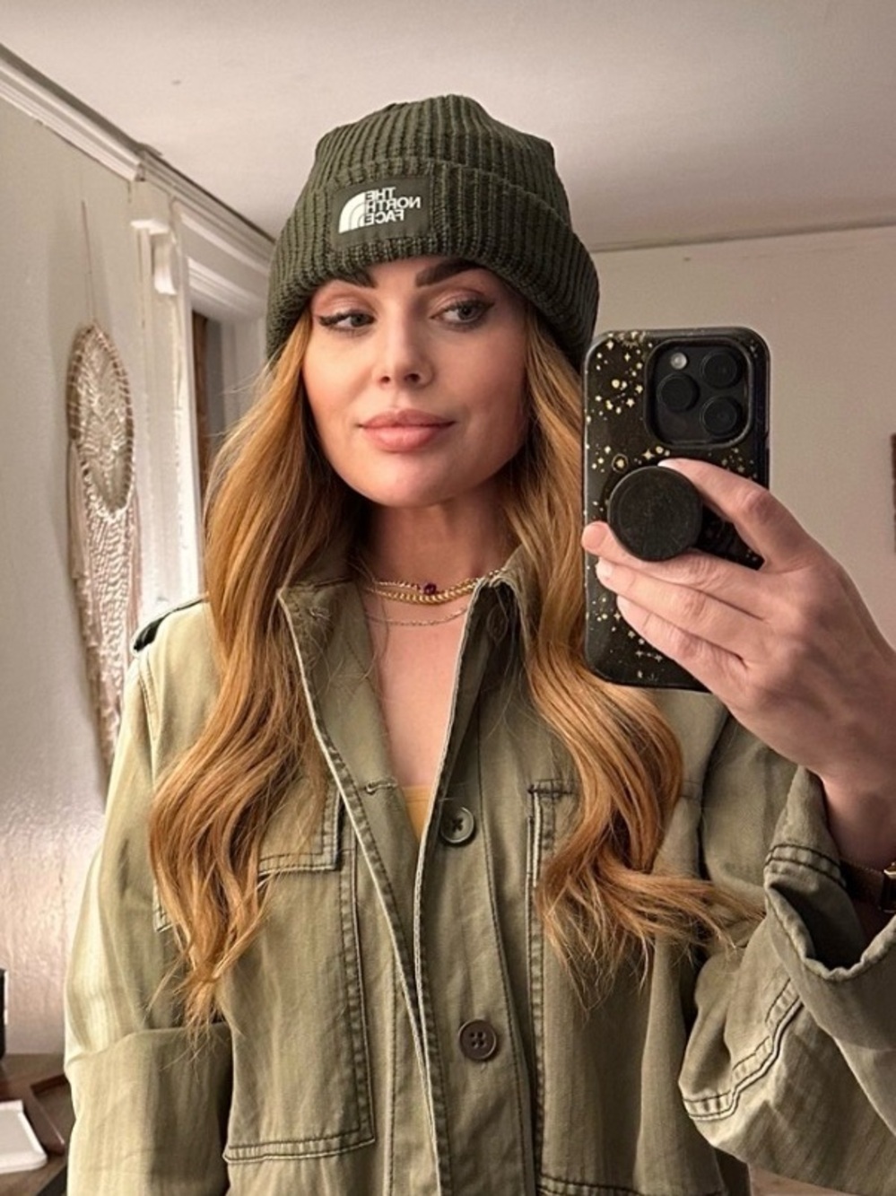The North Face Olive Green Ribbed Beanie